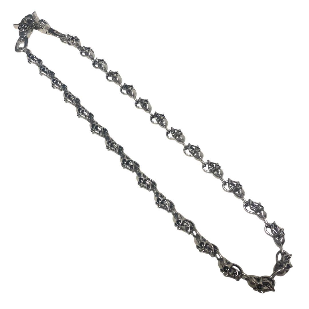 【美品】スカルヘッド 骸骨 ウォレットチェーン ネックレス シルバーカラー