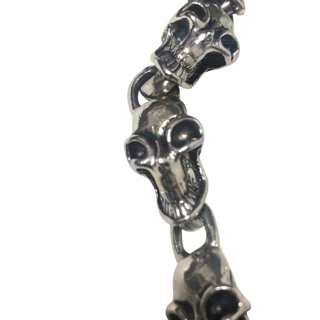 【美品】スカルヘッド 骸骨 ウォレットチェーン ネックレス シルバーカラー