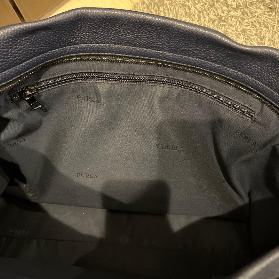 極美品　FURLA レア　ネイビー レザー トートバッグ　ビジネス