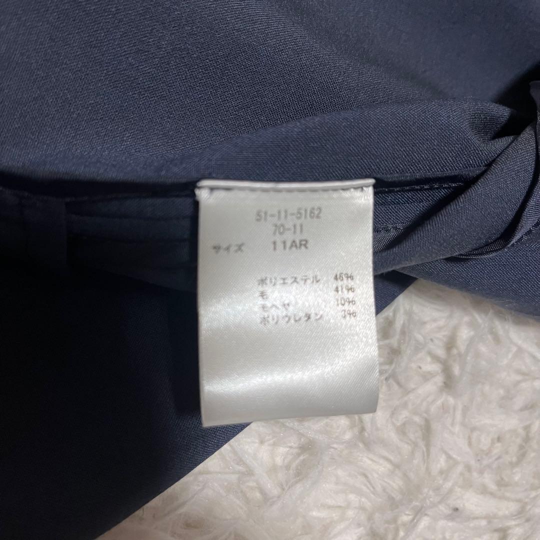 ネイビー ビジネススーツ ニューヨーカー　ノーカラースーツ