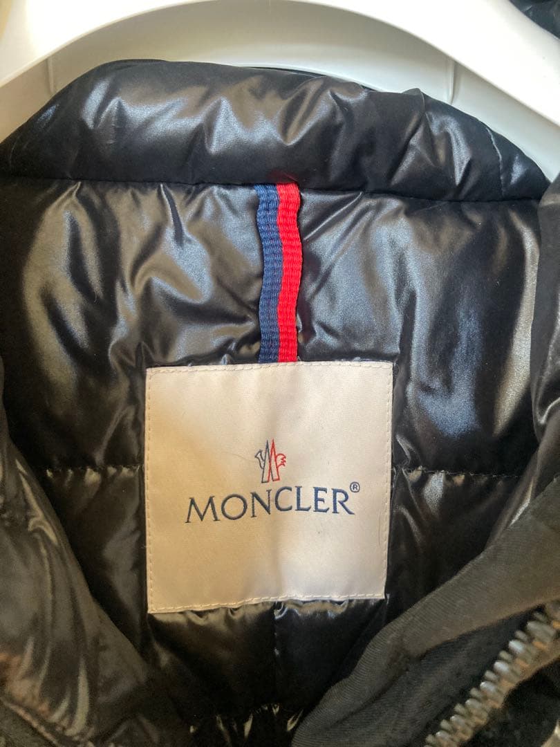 モンクレール　ダウンコート　リアルファー　黒　0 ダウンジャケット