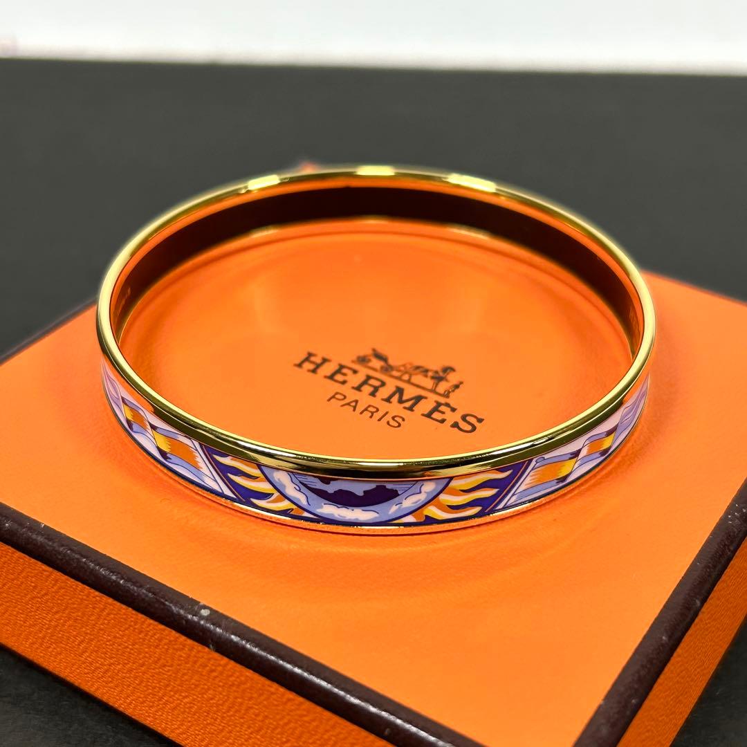 エルメス バングル エマイユPM 七宝焼き 幅0.9cm ブレスレット 箱付き