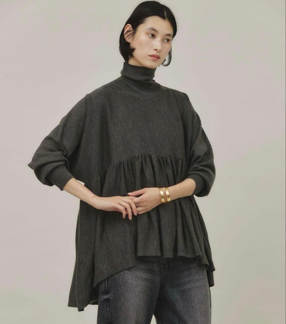 《美品》Curensology ハイネックギャザーニットプルオーバー
