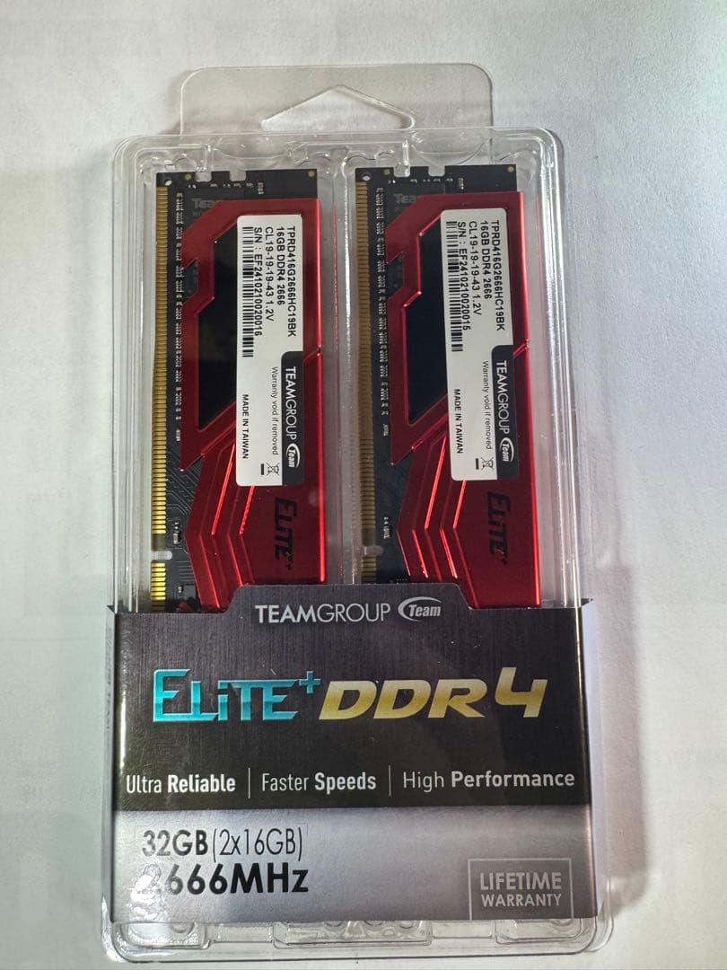 と*ん様 【Team Elite Plus】DDR4-2666MHz16GB×2