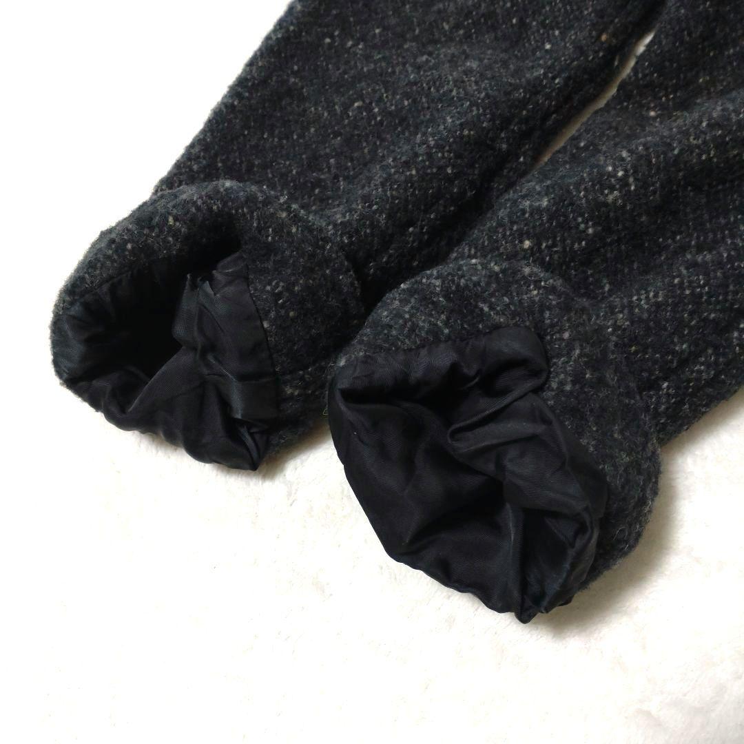 ネストローブ　ステンカラーコート　ウール100　ボックス型　ブラック系ミックス