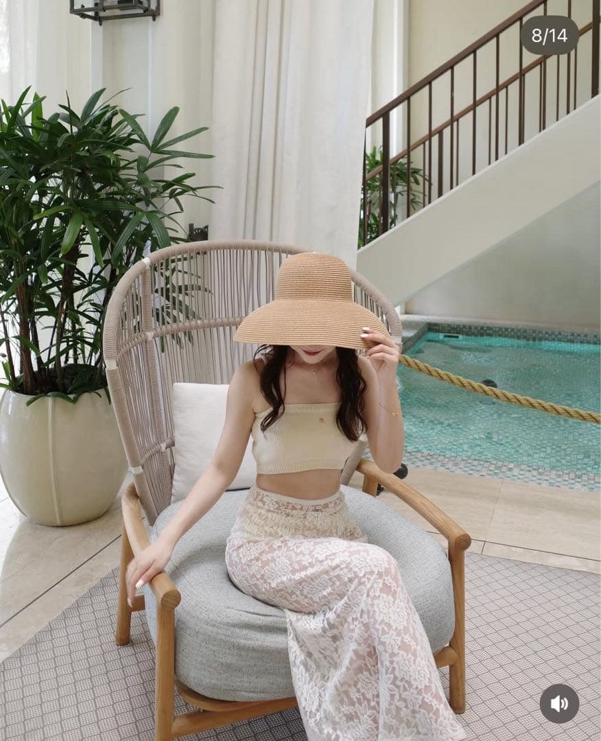 【美品】Acka. lace layered knit swimwear