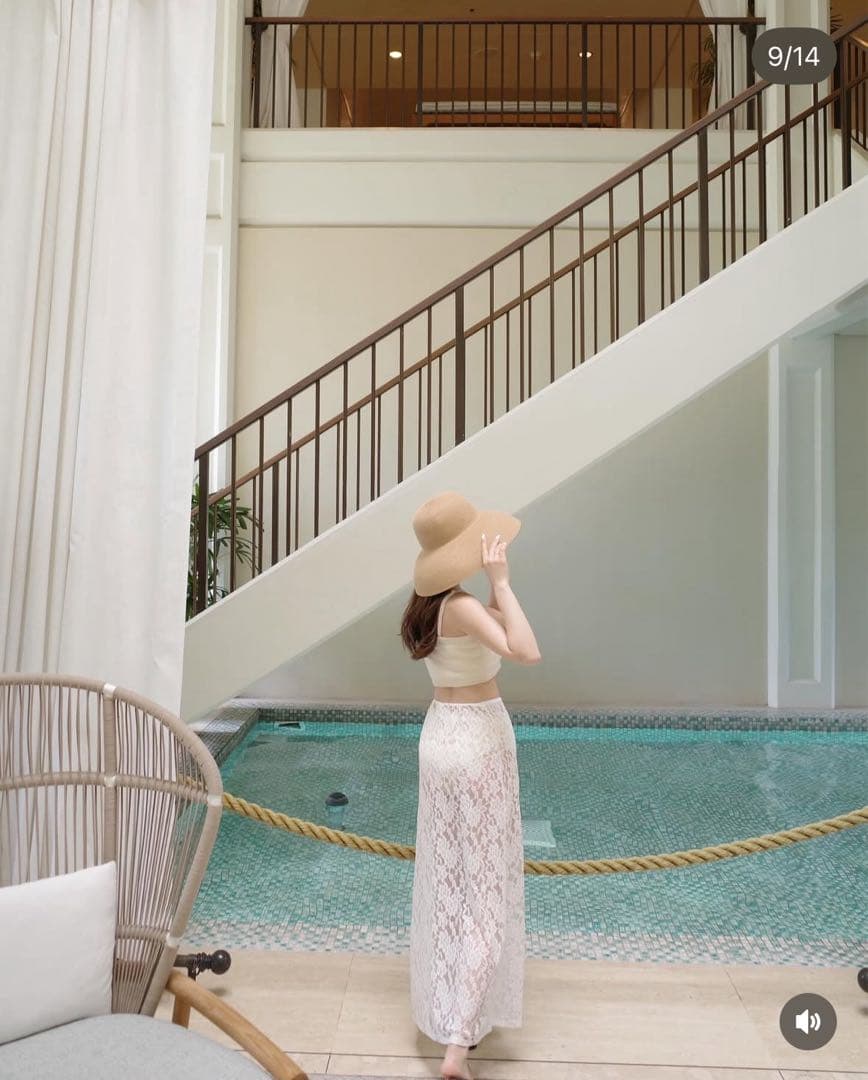 【美品】Acka. lace layered knit swimwear