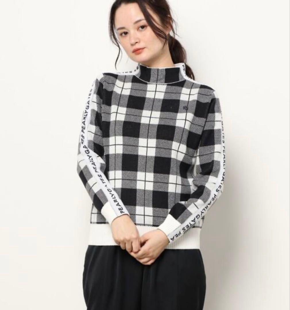 PEARLY GATES チェック柄 ハイネックセーター　Sサイズ