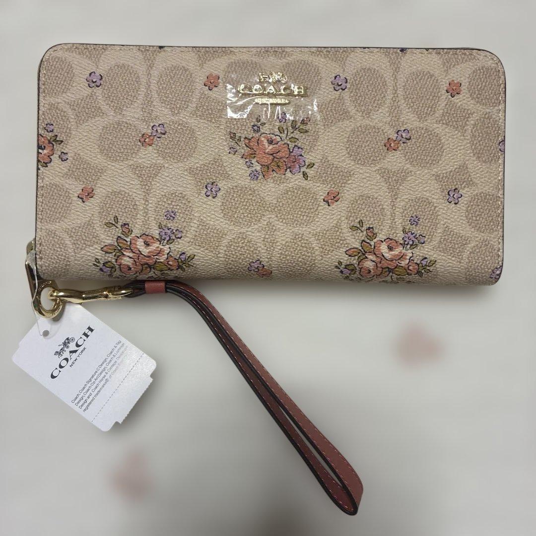 【未使用】COACH コーチロング ジップ アラウンド ウォレット　花柄フローラ