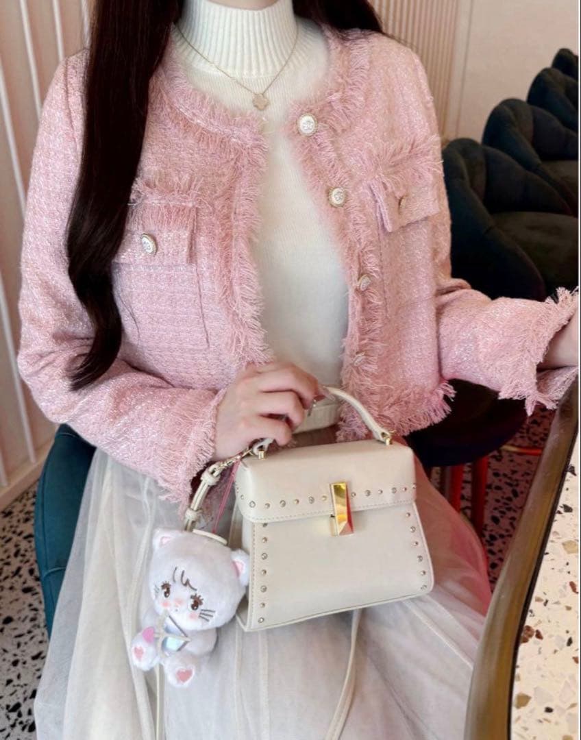 ジャケット・アウター lumignon Papillon tweed fringe jacket