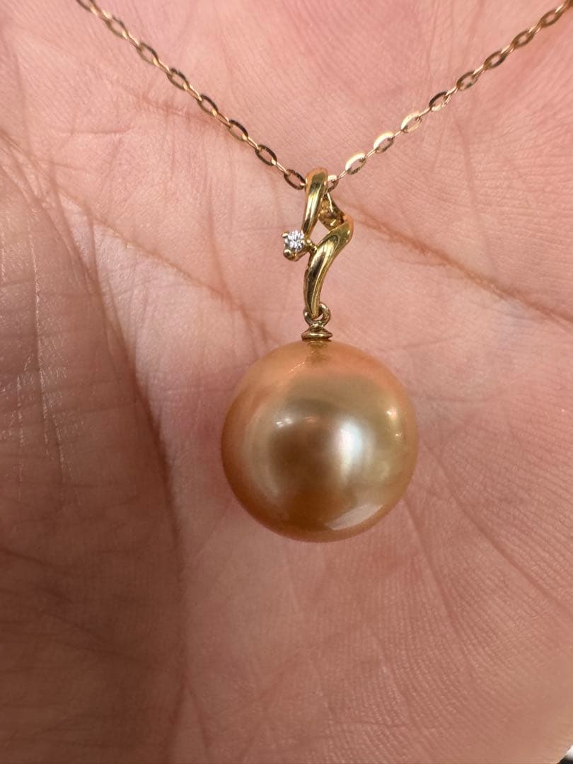 新品　茶金級　高品質天然南洋白蝶ゴールデンパールペンダント