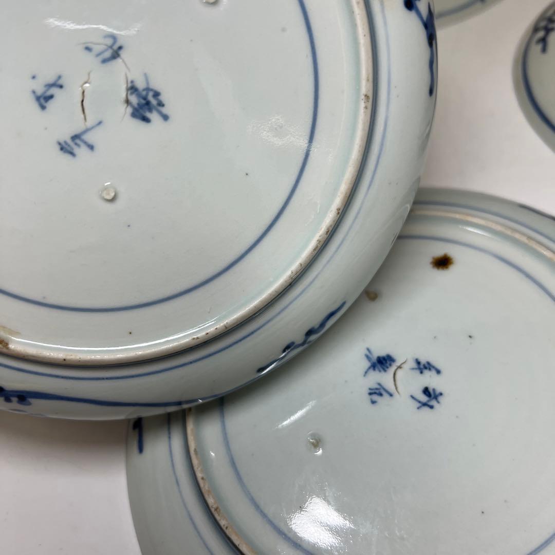 江戸後期　古伊万里　蛸唐草七寸皿5枚　直径約19㎝　東Y7-1208☆2Fトヒオ