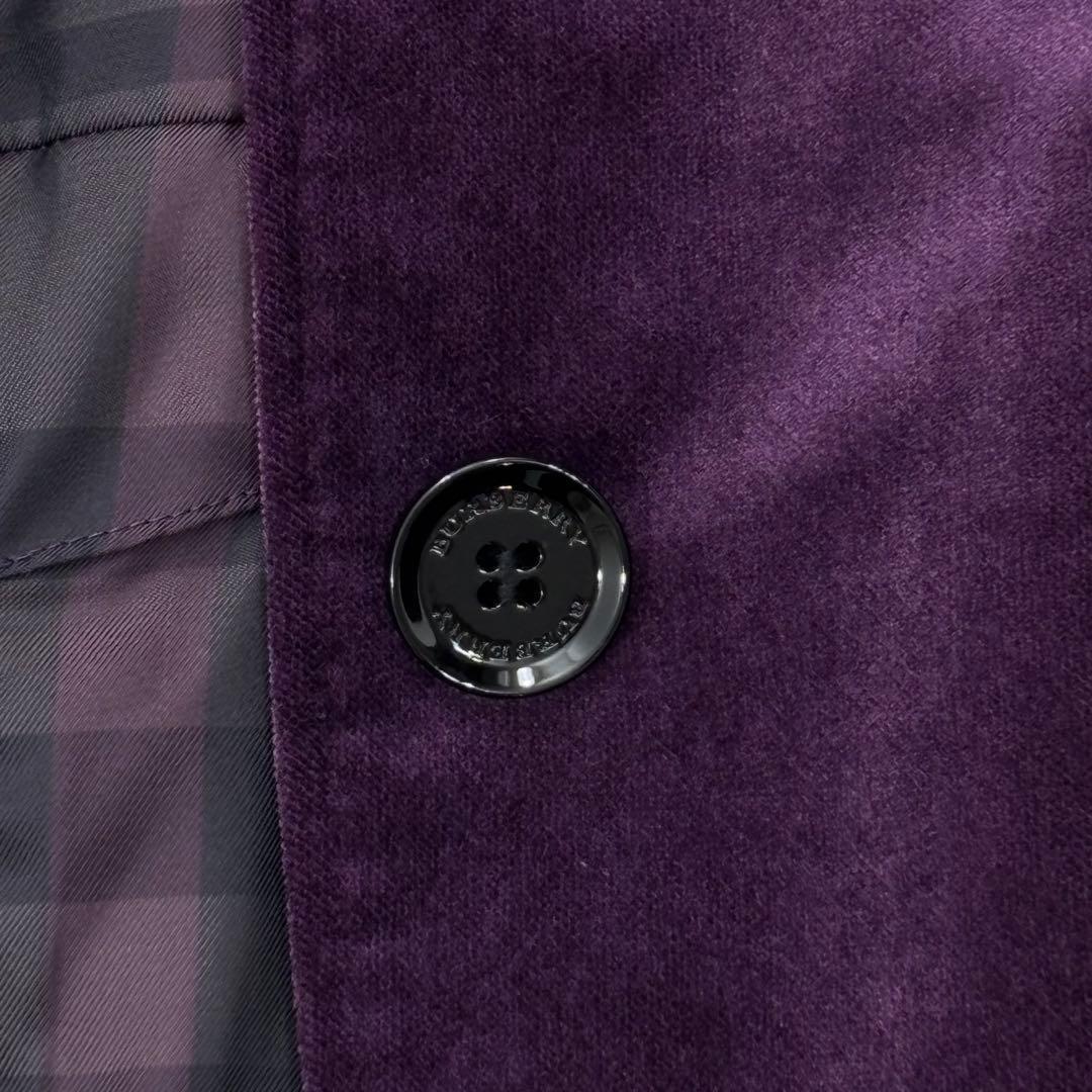 極美品✨希少色　バーバリー　テーラードジャケット　ベロア　メガチェック　ロゴ　M