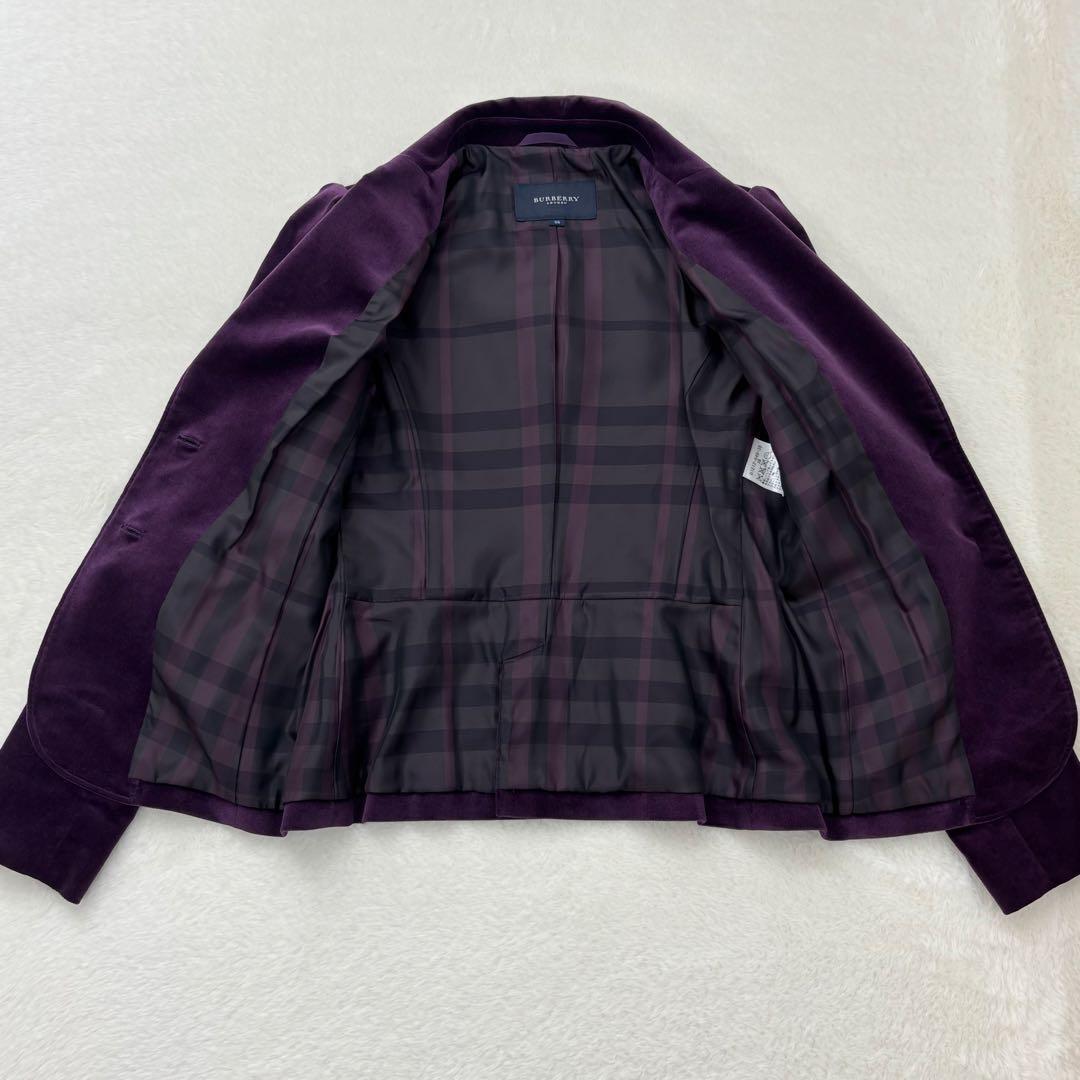 極美品✨希少色　バーバリー　テーラードジャケット　ベロア　メガチェック　ロゴ　M