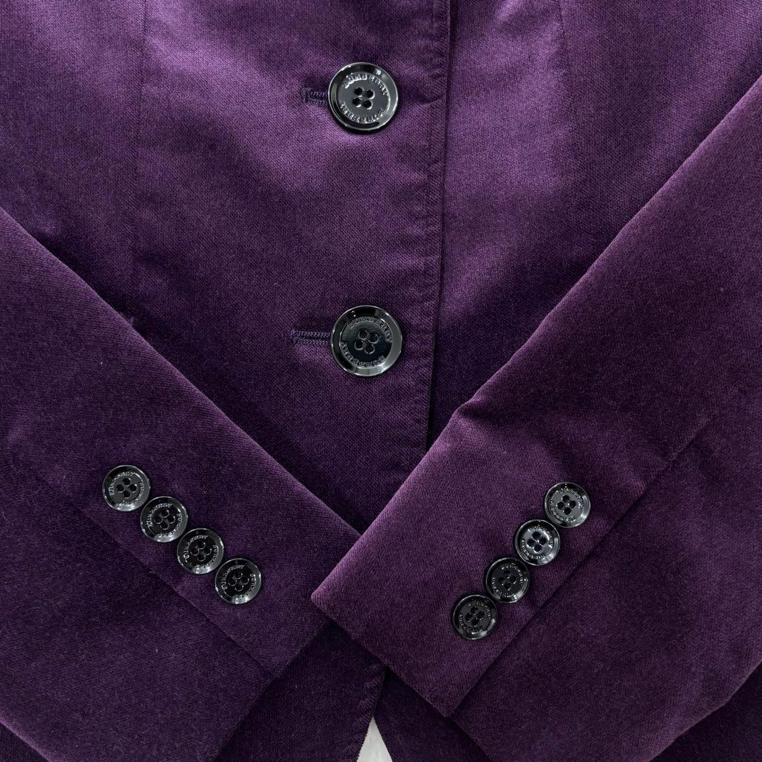 極美品✨希少色　バーバリー　テーラードジャケット　ベロア　メガチェック　ロゴ　M