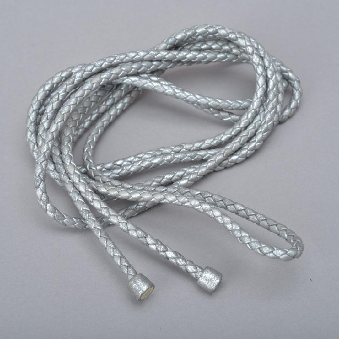 美品 ボッテガヴェネタ イントレチャート レザー ロープベルト グレー シルバー