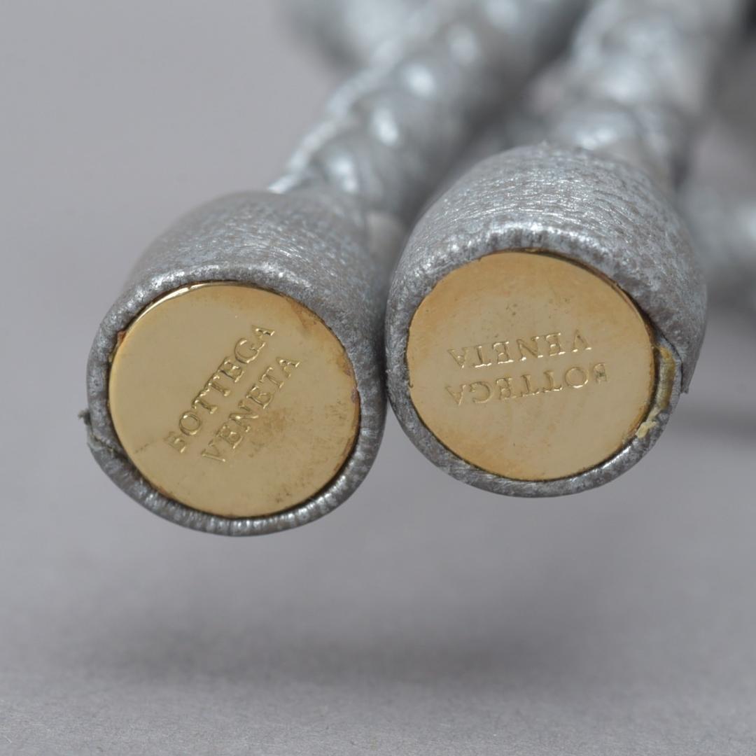 美品 ボッテガヴェネタ イントレチャート レザー ロープベルト グレー シルバー