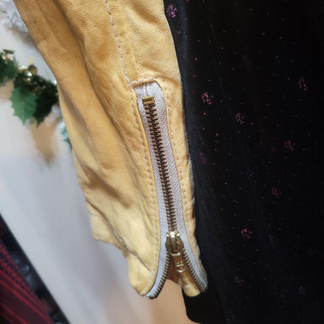 uchan希少ヒステリクグラマイエローラムレザーゴールドファスナライダース