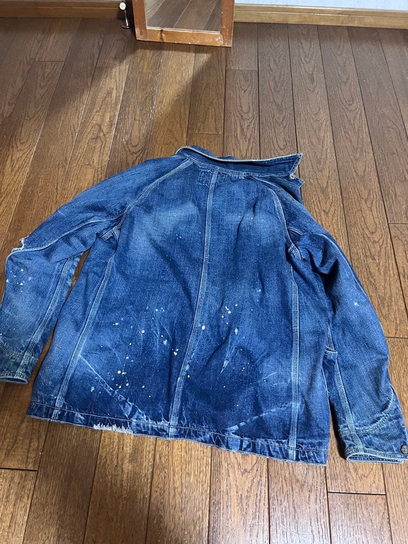 ネイバーフッド　サベーデニム カバーオール ペイント加工　ブランケット