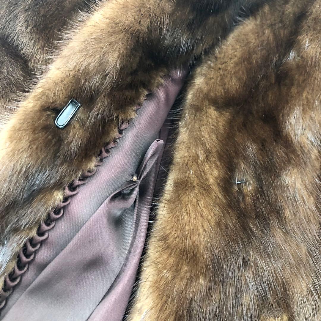 R【美品】ブラウン　SAGAミンク　 銀タグ　毛皮コート　レディース　高級