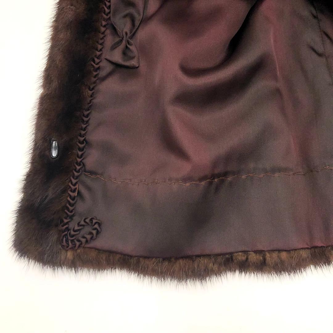 R【美品】ブラウン　SAGAミンク　 銀タグ　毛皮コート　レディース　高級