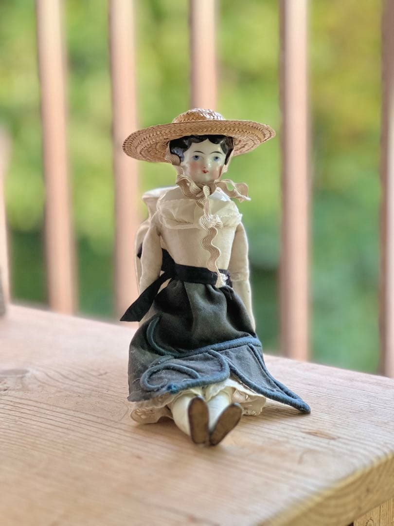 限定価格！チャイナヘッドドール　農家の花嫁　麦わら帽子　アンティーク　希少！