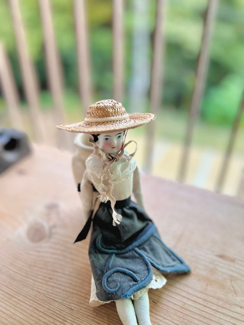 限定価格！チャイナヘッドドール　農家の花嫁　麦わら帽子　アンティーク　希少！