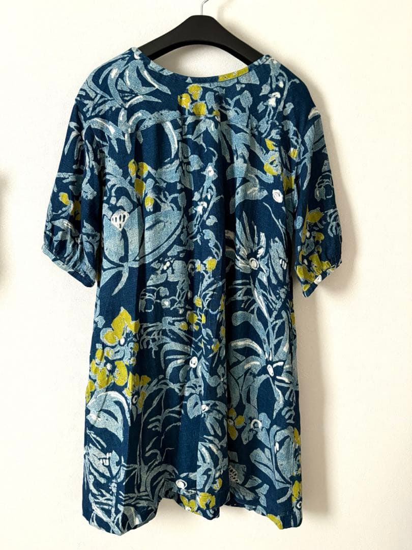 【45R】ネイビーチュニック丈　半袖カットソーワンピース