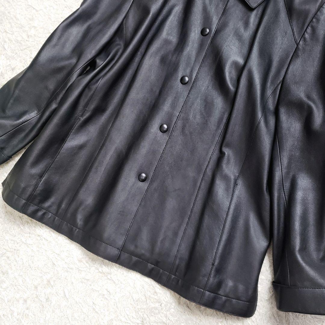 美品✨大きいサイズ Leilian ラムレザージャケット ブラック 13+サイズ