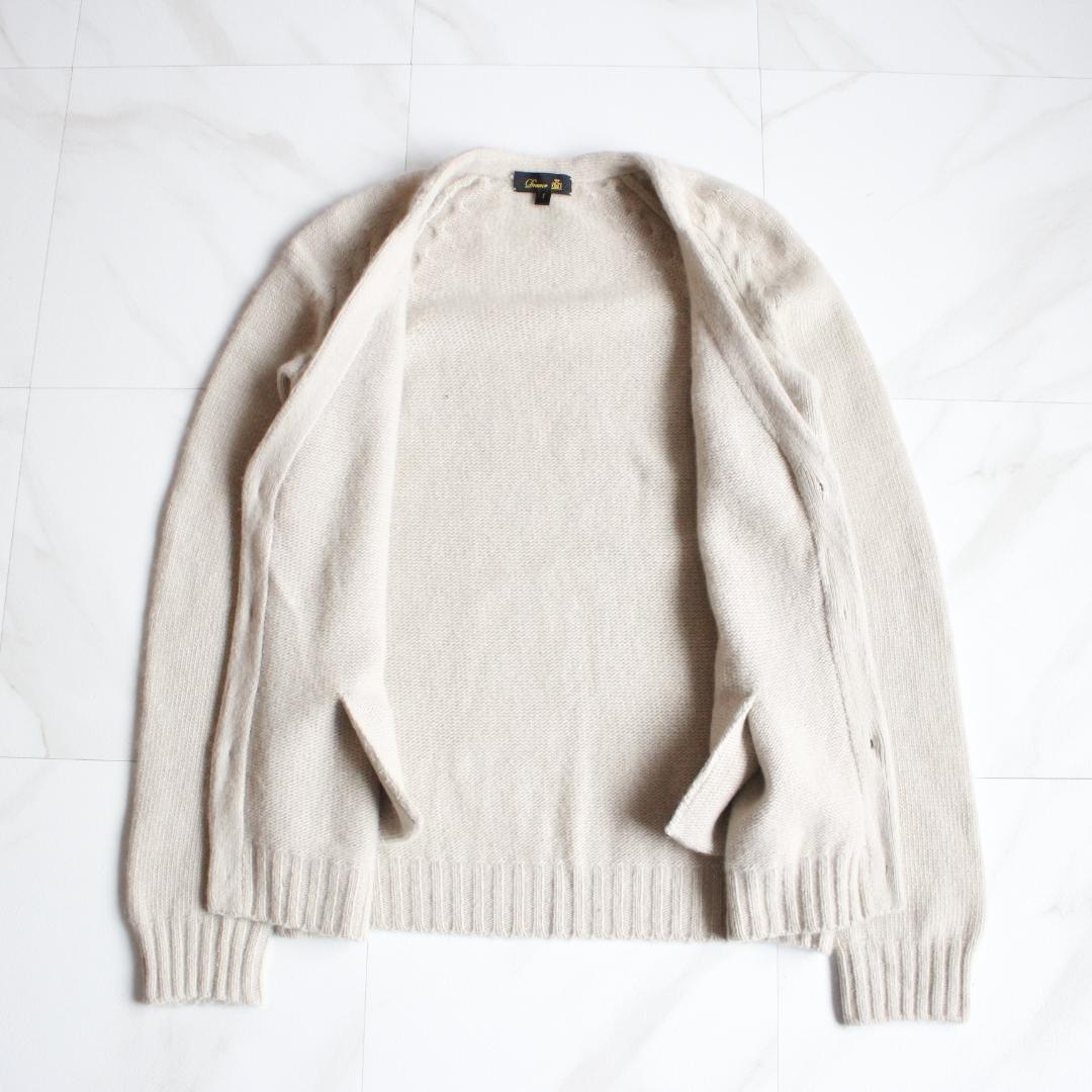 DRAWER カシミヤ98% 部分ケーブル編みニットカーディガン S ベージュ