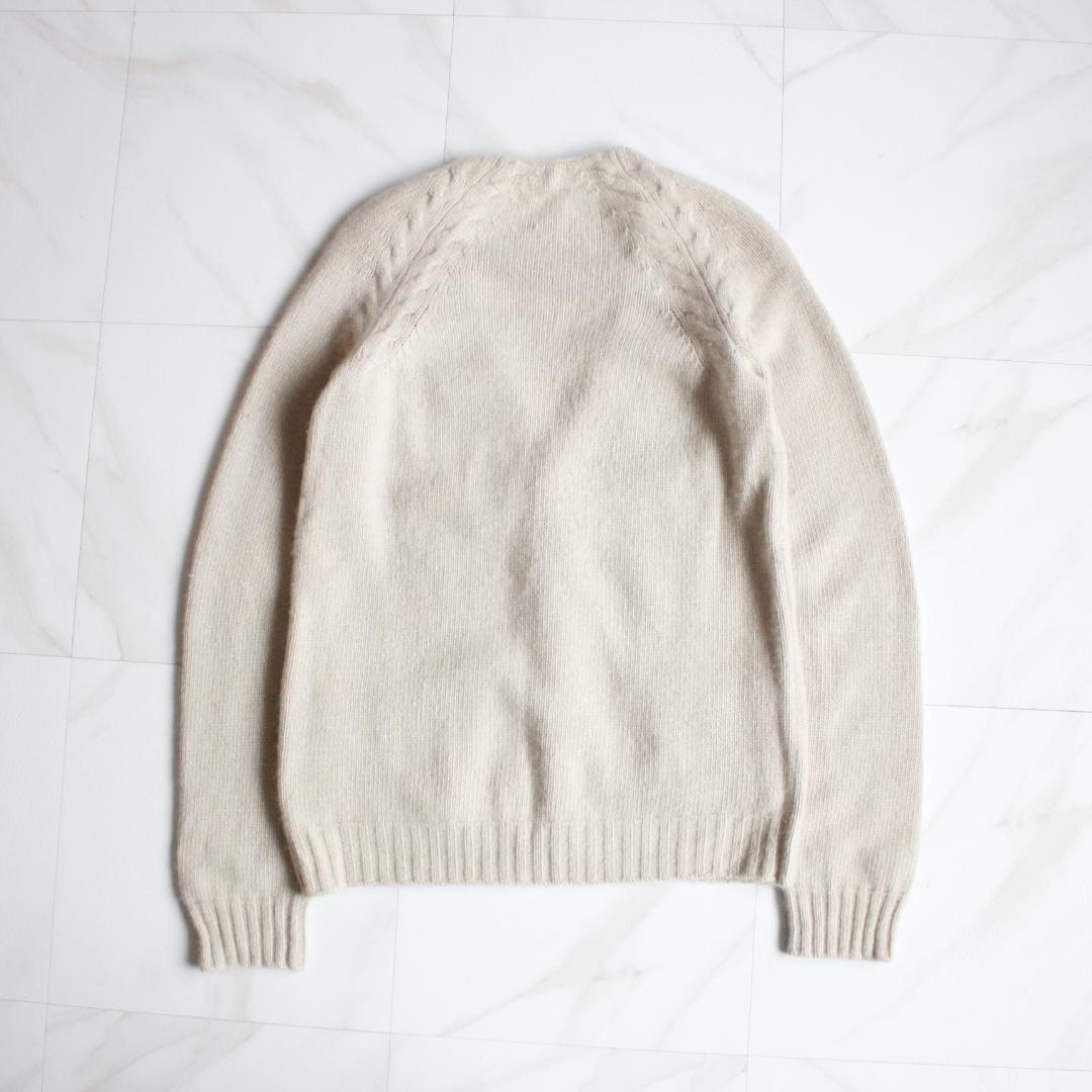 DRAWER カシミヤ98% 部分ケーブル編みニットカーディガン S ベージュ