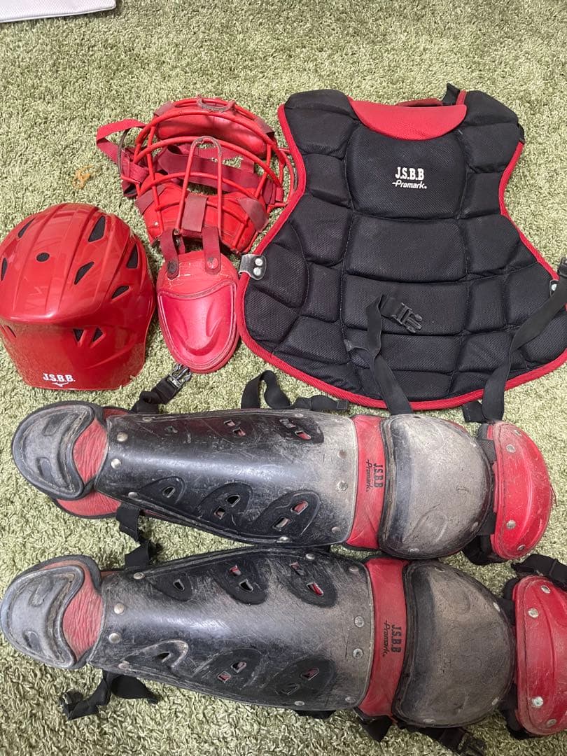 キャッチャー防具セット レッド