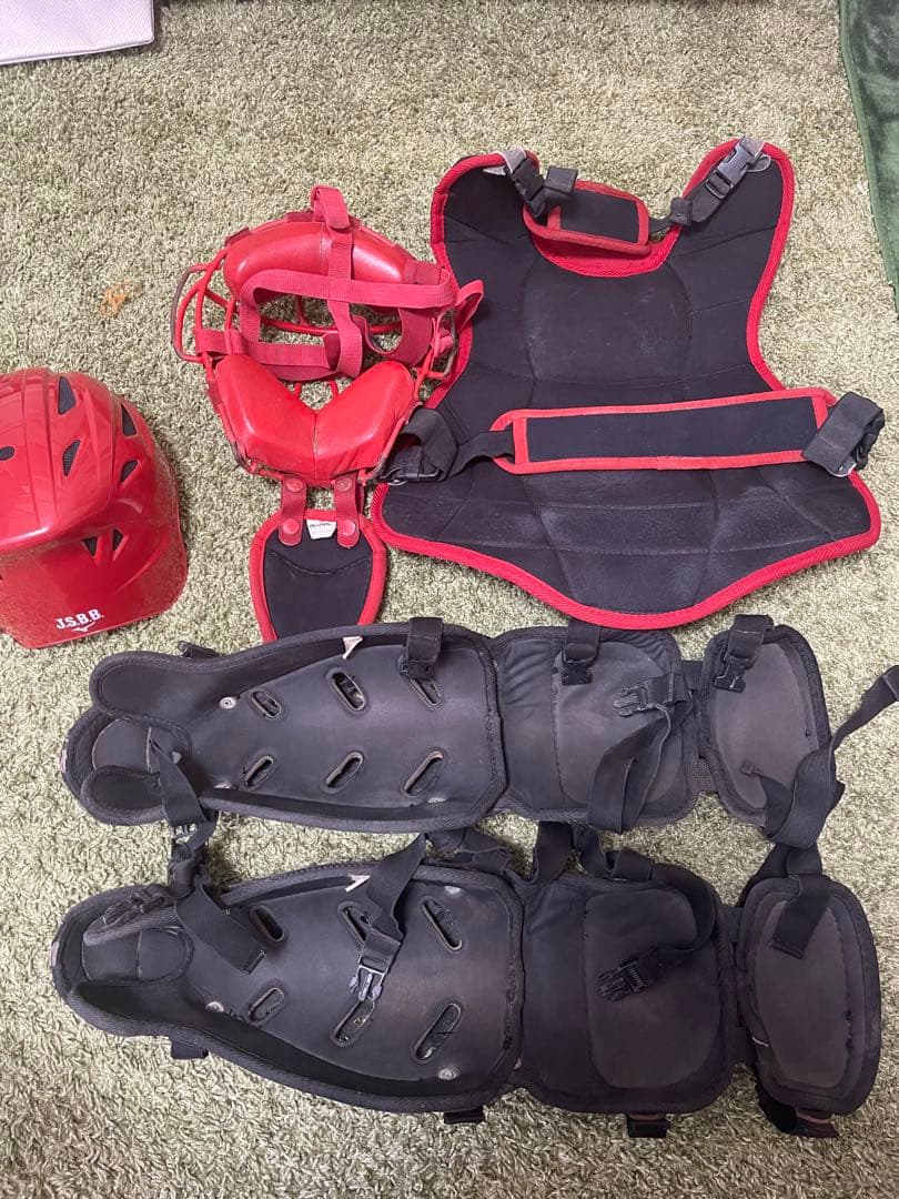 キャッチャー防具セット レッド