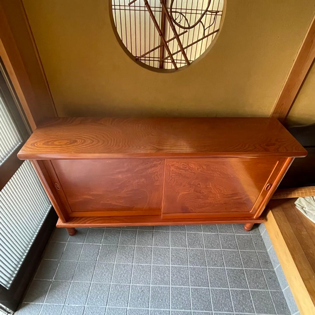高級　けやき　下駄箱　シューズボックス　脚付き　レトロ