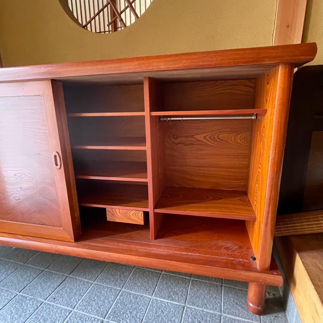 高級　けやき　下駄箱　シューズボックス　脚付き　レトロ