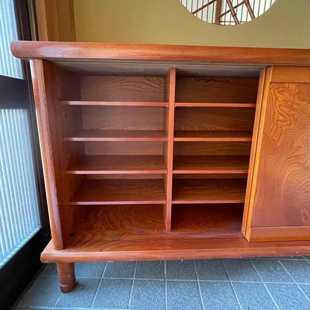 高級　けやき　下駄箱　シューズボックス　脚付き　レトロ