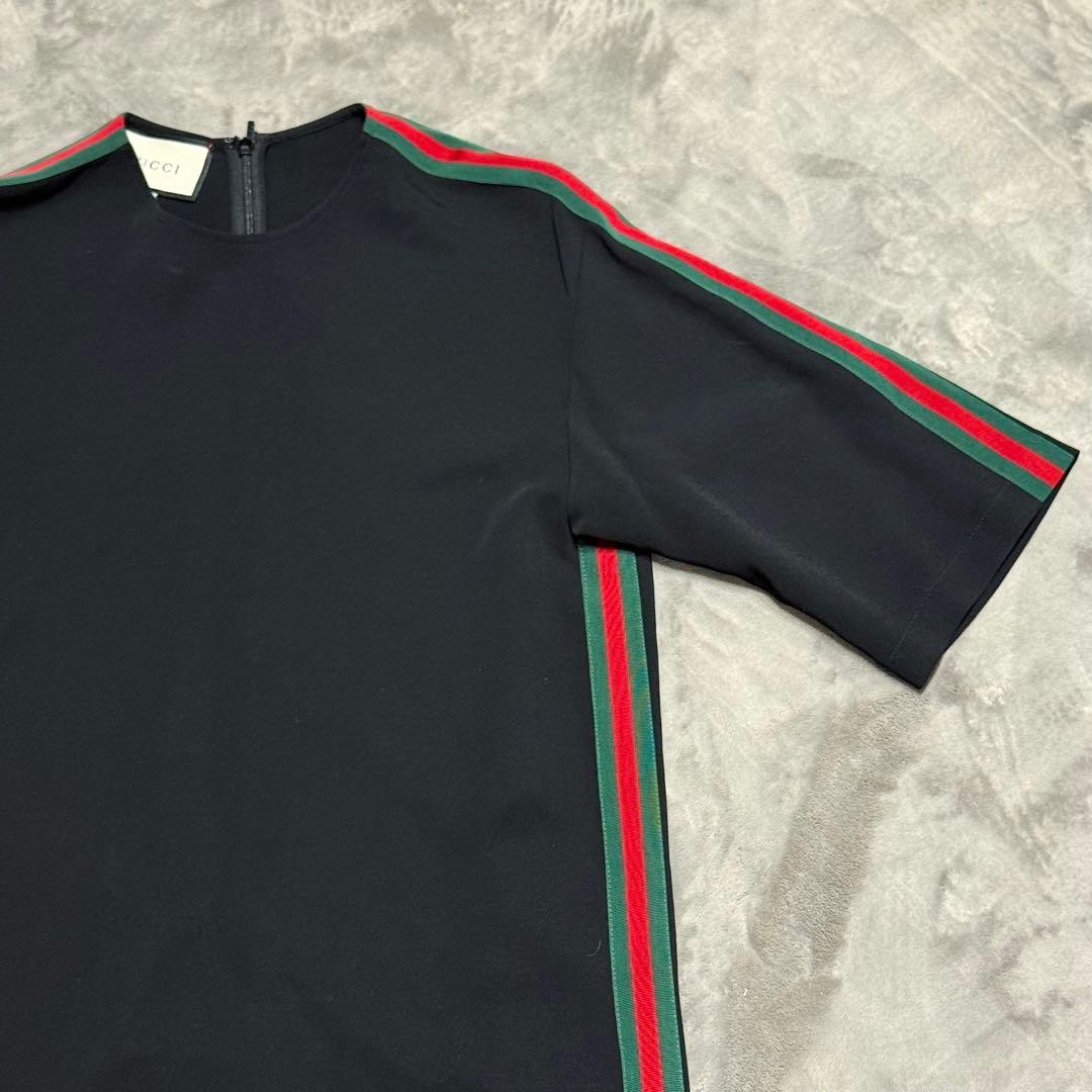 必*️様 グッチ シェリーライン ワンピース ブラック 半袖 ドレス