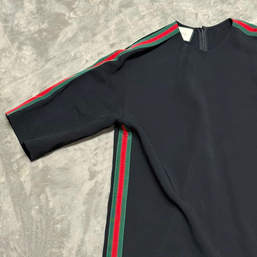 必*️様 グッチ シェリーライン ワンピース ブラック 半袖 ドレス