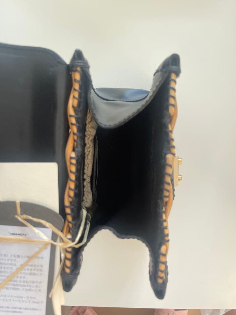 カーフ・ハンドバッグSカーフレザー×紅藤BLACK 2023 エバゴスかごバッグ