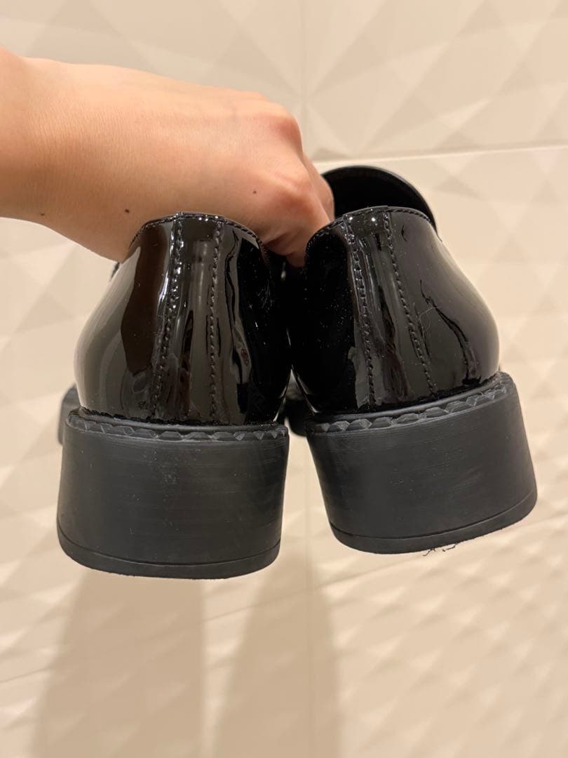 PRADA ローファー エナメル 37cm ブラック