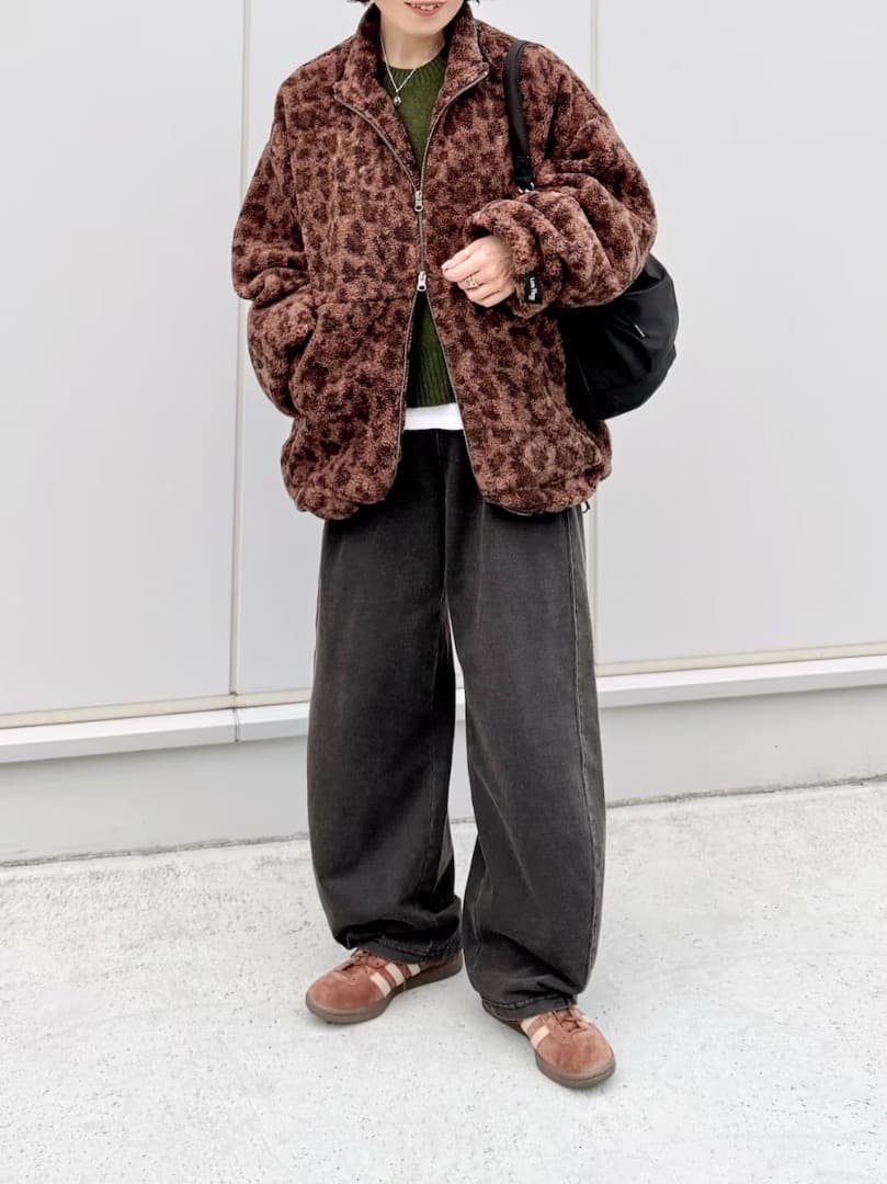 JEANASIS ジーナシス【Les Fleurs】ガラボアブルゾン レオパード