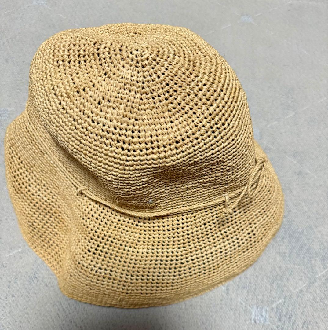 HELENKAMINSKIベージュ 麦わら帽子 リボン付き美品