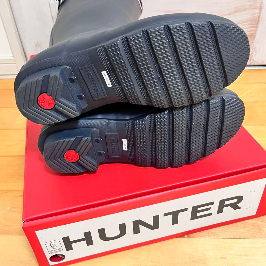 【新品】HUNTER ロングレインブーツ ブラック 25cm UK6 調節可能