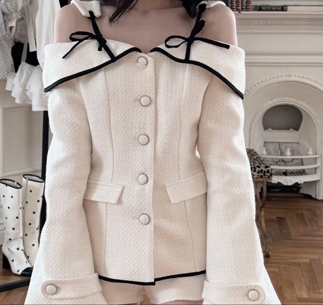 Darich ボンディングツイードオフショルチュニックS IVO