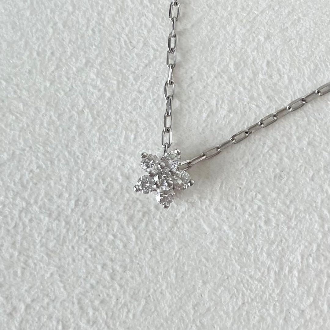 ミキモト K18 ホワイトゴールド ダイヤモンド 0.1ct ネックレス 箱あり