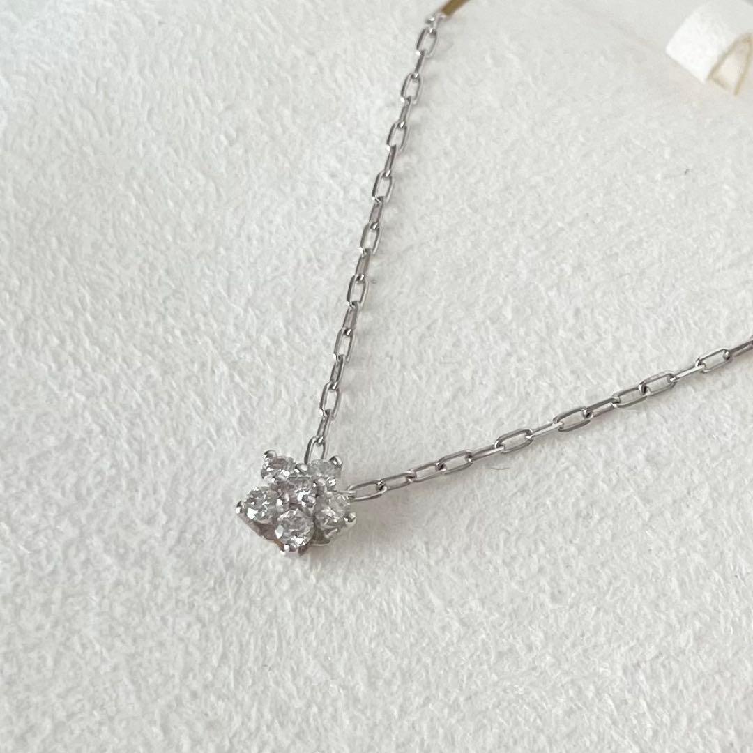 ミキモト K18 ホワイトゴールド ダイヤモンド 0.1ct ネックレス 箱あり