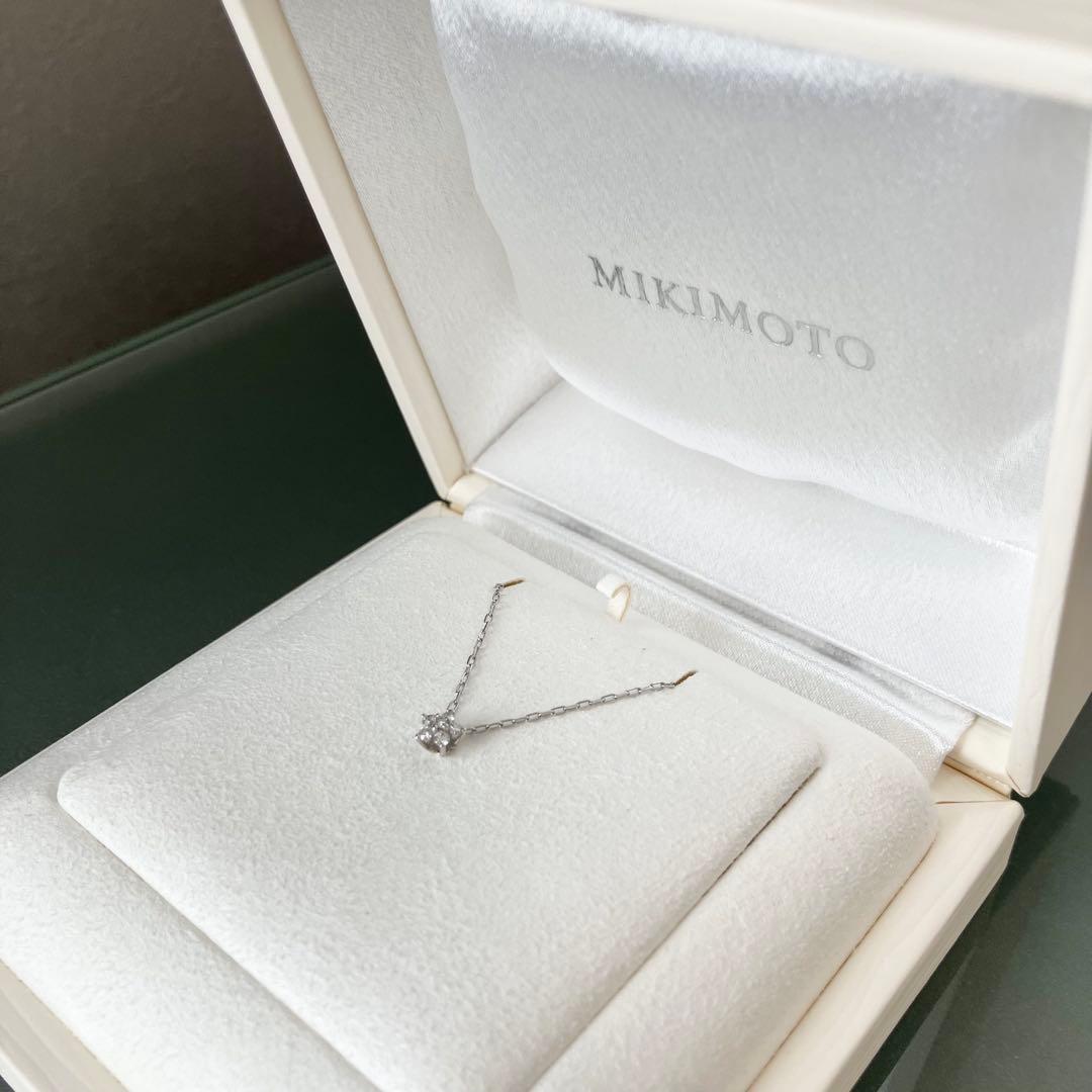 ミキモト K18 ホワイトゴールド ダイヤモンド 0.1ct ネックレス 箱あり