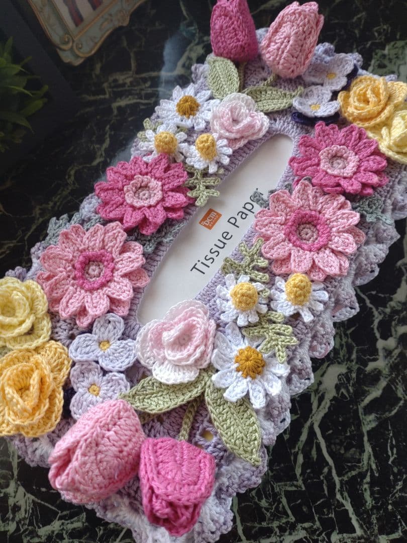 りりー様ティッシュボックスカバーかぎ編みインテリア生活道具レース編みドイリー