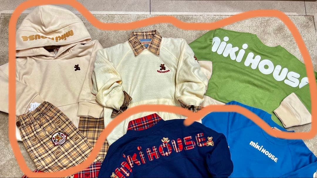 【美品】ミキハウス　スウェットロゴトレーナー　100 子供服　カーキ