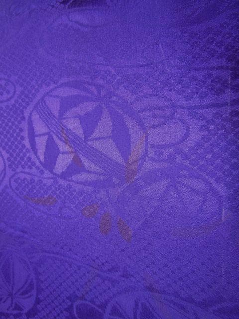 4点まとめて専用＝WA=19★紫地*手毬がたくさん*綸子*古布はぎれ★